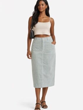 Vintage Style Sage Green Midi Skirt High Waisted size S/M
